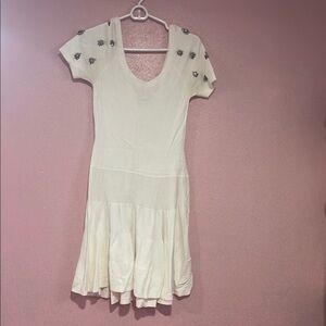 Victoria's Secret Cream Fit and Flare Mini Dress with Cut Out Embellishments